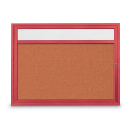 United Visual Products Slim Enclosed Corkboard, 30"x36", Gold Alum Frame/Keylime UVEB3036-GOLD-KEYLIME